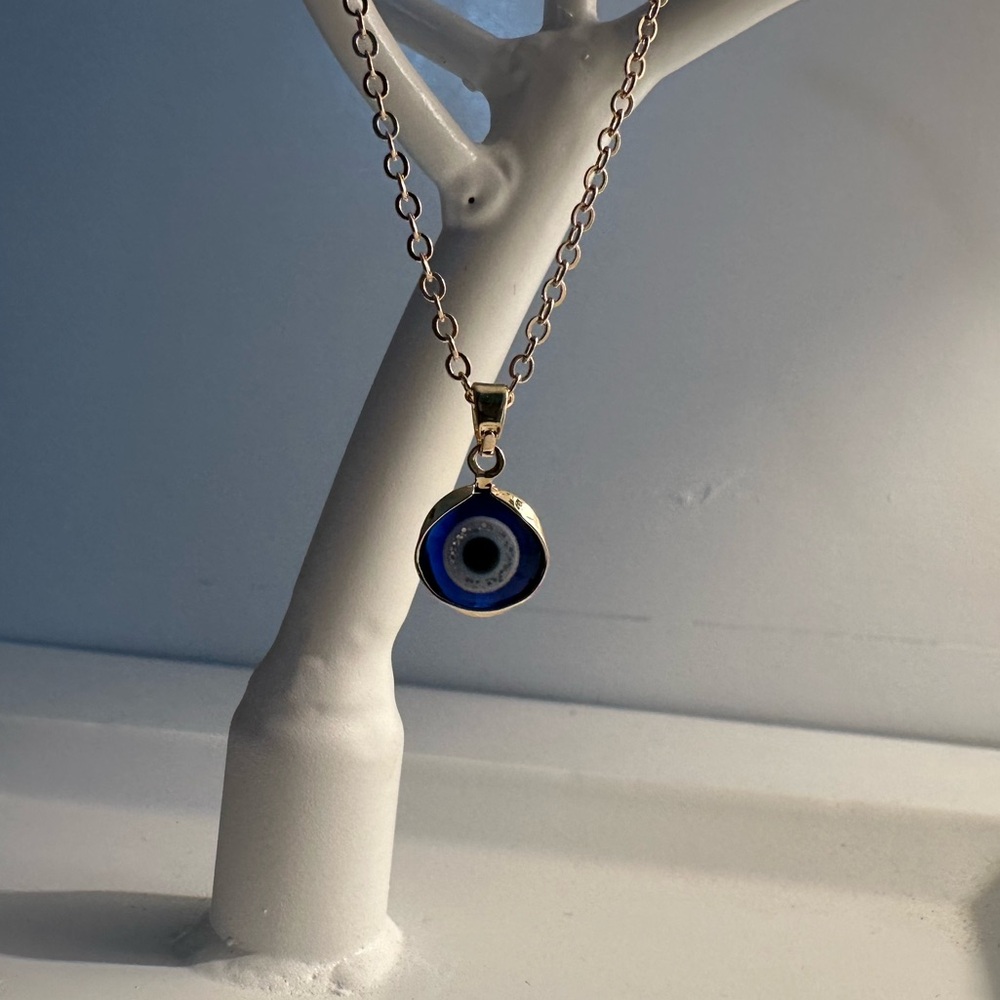 Evil Eye Necklace Simple Round Turkish Devils Eyes Pendant Necklace Adjustable